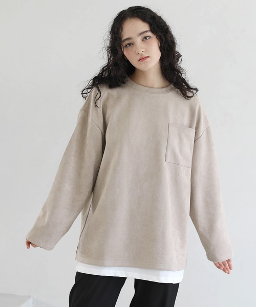 ETELIO（エテリオ）の「フェイクスウェード プルオーバー×長袖レイヤード カットソー（アンサンブル・メンズ・グレー/チャコール/ワイン/ベージュ・L/M/S）」の14枚目の写真