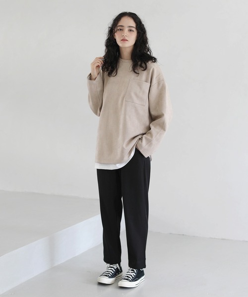 ETELIO（エテリオ）の「フェイクスウェード プルオーバー×長袖レイヤード カットソー（アンサンブル・メンズ・グレー/チャコール/ワイン/ベージュ・L/M/S）」の16枚目の写真