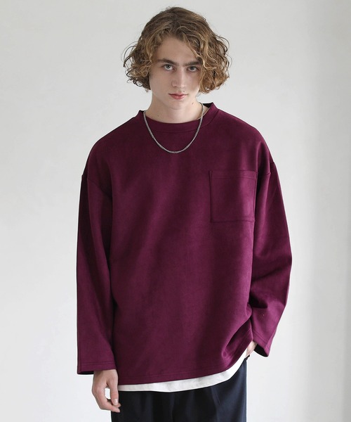 ETELIO（エテリオ）の「フェイクスウェード プルオーバー×長袖レイヤード カットソー（アンサンブル・メンズ・グレー/チャコール/ワイン/ベージュ・L/M/S）」の18枚目の写真