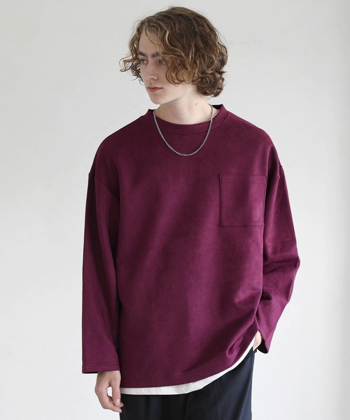 ETELIO（エテリオ）の「フェイクスウェード プルオーバー×長袖レイヤード カットソー（アンサンブル・メンズ・グレー/チャコール/ワイン/ベージュ・L/M/S）」の19枚目の写真