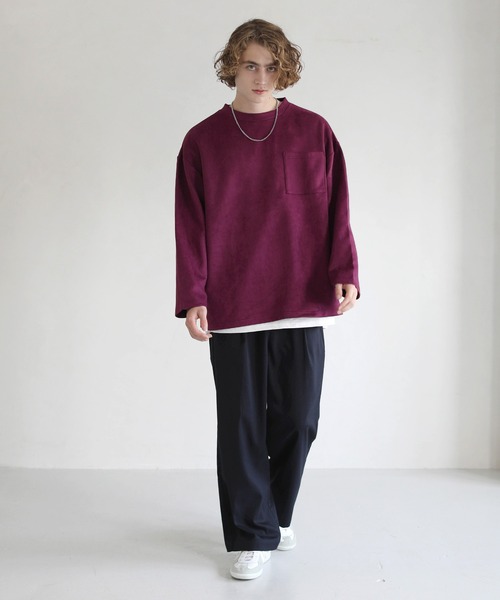 ETELIO（エテリオ）の「フェイクスウェード プルオーバー×長袖レイヤード カットソー（アンサンブル・メンズ・グレー/チャコール/ワイン/ベージュ・L/M/S）」の21枚目の写真