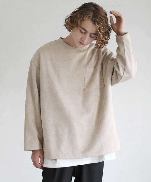 ETELIO（エテリオ）の「フェイクスウェード プルオーバー×長袖レイヤード カットソー（アンサンブル・メンズ・グレー/チャコール/ワイン/ベージュ・L/M/S）」の11枚目の写真