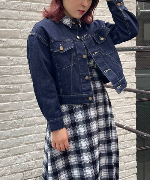 MAJESTIC LEGON(マジェスティックレゴン)の「クルーネックGジャン(デニムジャケット・レディース・ネイビー/アイボリー・SMALL/MEDIUM)」の9枚目の写真