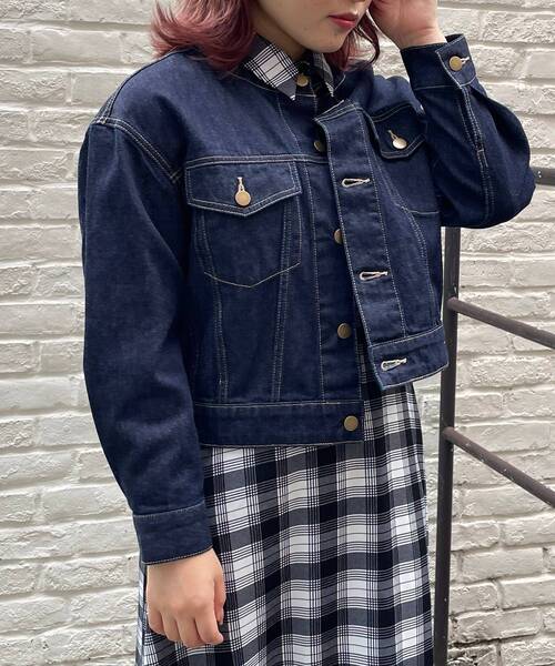 MAJESTIC LEGON(マジェスティックレゴン)の「クルーネックGジャン(デニムジャケット・レディース・ネイビー/アイボリー・SMALL/MEDIUM)」の10枚目の写真