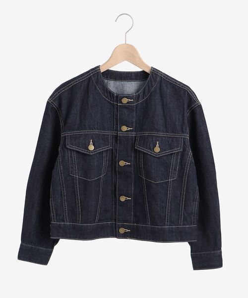 MAJESTIC LEGON(マジェスティックレゴン)の「クルーネックGジャン(デニムジャケット・レディース・ネイビー/アイボリー・SMALL/MEDIUM)」の16枚目の写真