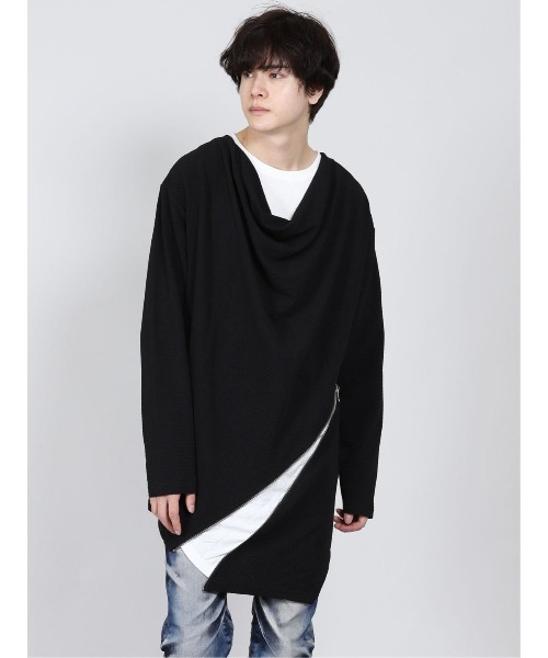 semantic design（セマンティックデザイン）の「セマンティックデザイン/semantic design　ドレープデザイン長袖ゆるTシャツ（Tシャツ/カットソー・メンズ・ブラック/ホワイト・LARGE/MEDIUM/X-LARGE）」の2枚目の写真