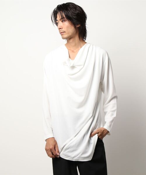 semantic design（セマンティックデザイン）の「セマンティックデザイン/semantic design　ドレープデザイン長袖ゆるTシャツ（Tシャツ/カットソー・メンズ・ブラック/ホワイト・LARGE/MEDIUM/X-LARGE）」の5枚目の写真