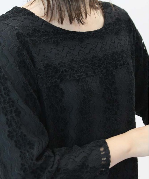 fleur by mint breeze(フルールバイミントブリーズ)の「起毛レース ヨーク切替 ブラウス(シャツ/ブラウス・レディース・ブラック/パープル・LL/3L/4L/5L/M/L)」の7枚目の写真