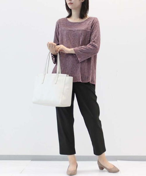 fleur by mint breeze(フルールバイミントブリーズ)の「起毛レース ヨーク切替 ブラウス(シャツ/ブラウス・レディース・ブラック/パープル・LL/3L/4L/5L/M/L)」の13枚目の写真