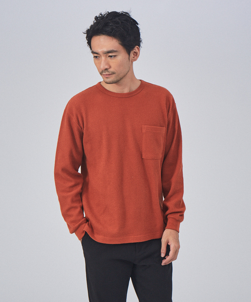 ABAHOUSE GRAY（アバハウスグレイ）の「起毛 ワッフル 長袖 Tシャツ（Tシャツ/カットソー・メンズ・ホワイト/ブラック/オレンジ/グレイッシュベージュ・46/48）」の4枚目の写真