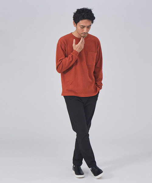 ABAHOUSE GRAY（アバハウスグレイ）の「起毛 ワッフル 長袖 Tシャツ（Tシャツ/カットソー・メンズ・ホワイト/ブラック/オレンジ/グレイッシュベージュ・46/48）」の8枚目の写真