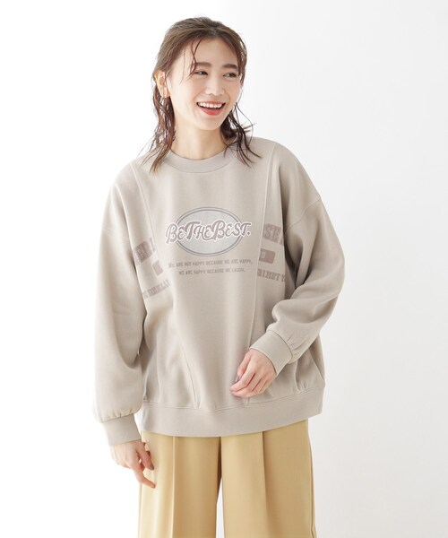 Cutie Blonde(キューティーブロンド)の「◆【S-L】切り替えリメイク風スウェットプルオーバー(スウェット・レディース・グレー系その他/サンドベージュ/ブルー・01/02/03)」の1枚目の写真