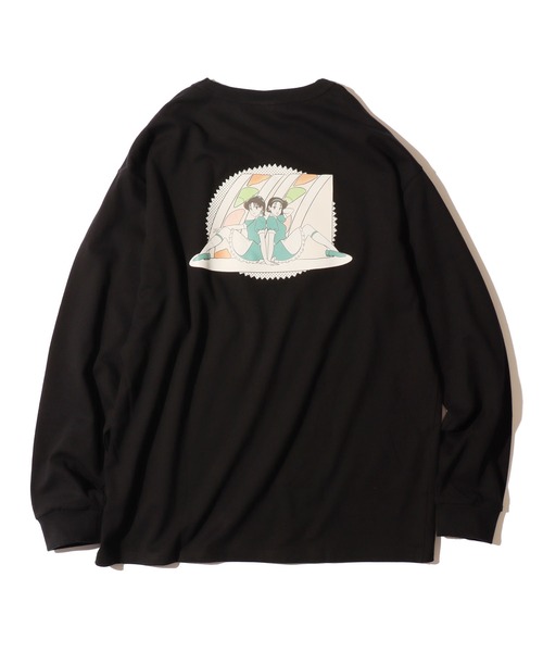 FRUIT OF THE LOOM(フルーツオブザルーム)の「【ROOPTOKYO限定】FRUIT OF THE LOOM/フルーツオブザルーム×火曜び 描き下ろしイラスト ロンT(Tシャツ/カットソー・レディース・グレー/ブラック/ホワイト・XL/L/M)」の2枚目の写真