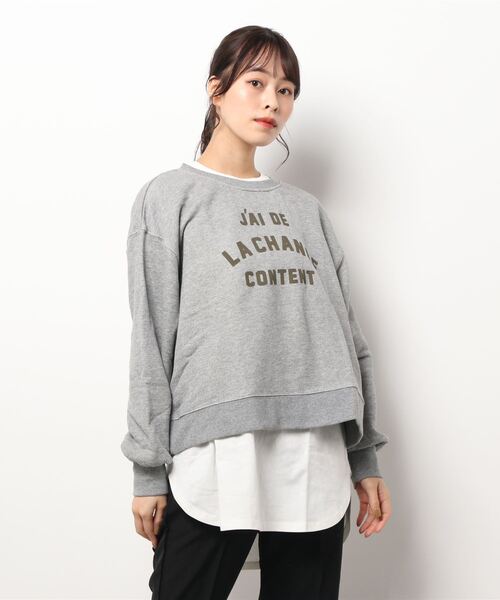 Samansa Mos2（サマンサ モスモス）の「ヘリンボーン裏毛Tシャツセット（Tシャツ/カットソー・レディース・ベージュ/グレー/チャコール・ﾌﾘ-）」の2枚目の写真