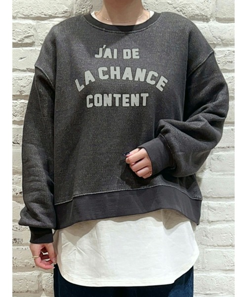 Samansa Mos2（サマンサ モスモス）の「ヘリンボーン裏毛Tシャツセット（Tシャツ/カットソー・レディース・ベージュ/グレー/チャコール・ﾌﾘ-）」の3枚目の写真