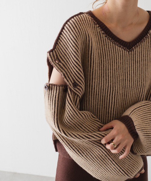 Kastane（カスタネ）の「【SETアイテム】マルチウェイストライプニット