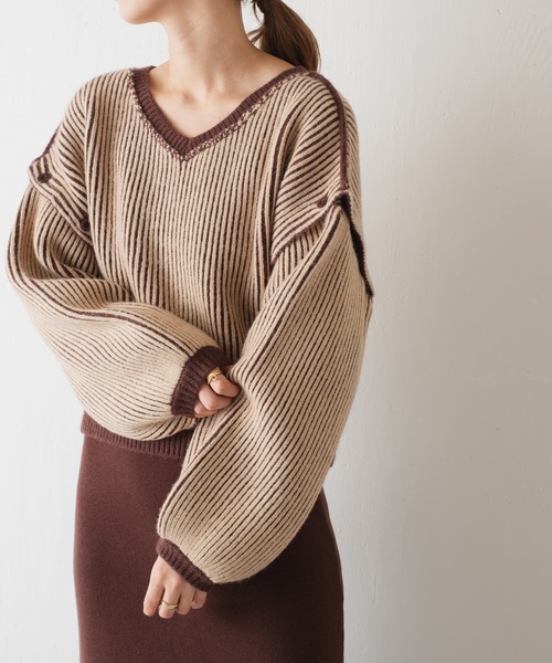 Kastane（カスタネ）の「【SETアイテム】マルチウェイストライプニット