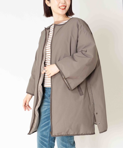 ノーカラージャケット タイプライター×高密度タフタ リバーシブルノー 