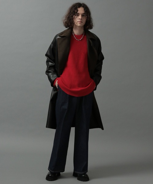 HARE(ハレ)の「デニムワイドフレアパンツ(HARE)(デニムパンツ・メンズ・インディゴブルー/ブラック・SMALL/MEDIUM)」の3枚目の写真