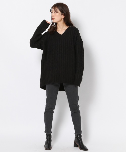 BARNYARDSTORM（バンヤードストーム）の「BARNYARDSTORM / ミドルゲージケーブルニット（ニット/セーター・レディース・ブラック/オフホワイト・FREE）」の19枚目の写真