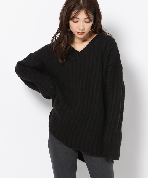 BARNYARDSTORM（バンヤードストーム）の「BARNYARDSTORM / ミドルゲージケーブルニット（ニット/セーター・レディース・ブラック/オフホワイト・FREE）」の16枚目の写真