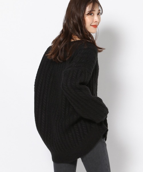 BARNYARDSTORM（バンヤードストーム）の「BARNYARDSTORM / ミドルゲージケーブルニット（ニット/セーター・レディース・ブラック/オフホワイト・FREE）」の13枚目の写真