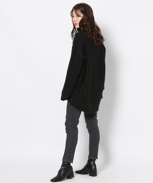 BARNYARDSTORM（バンヤードストーム）の「BARNYARDSTORM / ミドルゲージケーブルニット（ニット/セーター・レディース・ブラック/オフホワイト・FREE）」の7枚目の写真