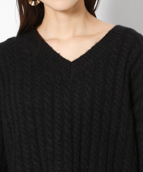 BARNYARDSTORM（バンヤードストーム）の「BARNYARDSTORM / ミドルゲージケーブルニット（ニット/セーター・レディース・ブラック/オフホワイト・FREE）」の9枚目の写真