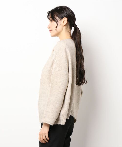 Samansa Mos2(サマンサ モスモス)の「メランジ調前後着2WAYニットカーディガン(カーディガン/ボレロ・レディース・ブラック/ベージュ/イエロー/ミント・フリ-)」の5枚目の写真