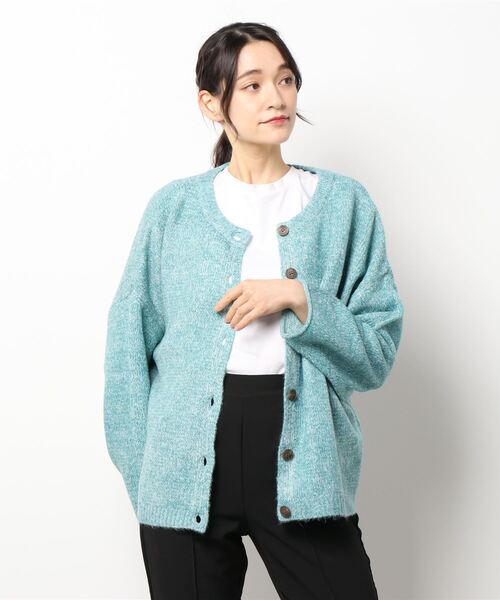 Samansa Mos2(サマンサ モスモス)の「メランジ調前後着2WAYニットカーディガン(カーディガン/ボレロ・レディース・ブラック/ベージュ/イエロー/ミント・フリ-)」の8枚目の写真