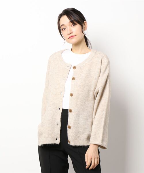 Samansa Mos2(サマンサ モスモス)の「メランジ調前後着2WAYニットカーディガン(カーディガン/ボレロ・レディース・ブラック/ベージュ/イエロー/ミント・フリ-)」の9枚目の写真