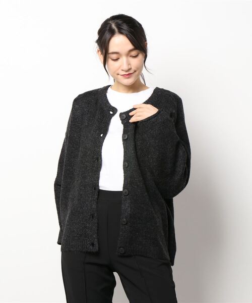 Samansa Mos2(サマンサ モスモス)の「メランジ調前後着2WAYニットカーディガン(カーディガン/ボレロ・レディース・ブラック/ベージュ/イエロー/ミント・フリ-)」の10枚目の写真