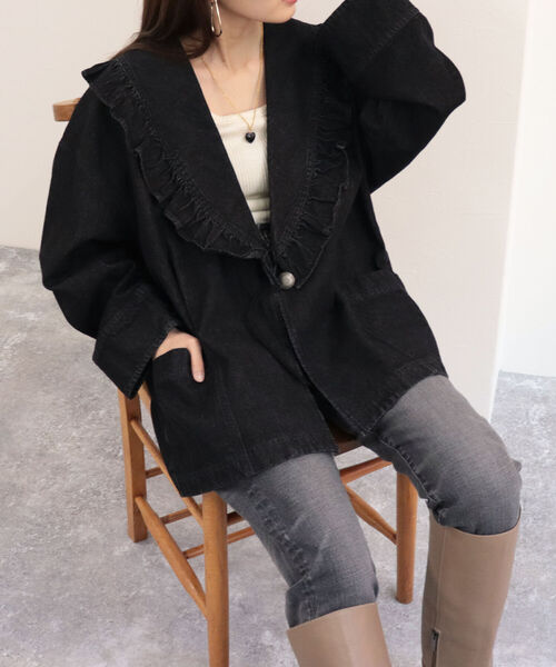 fredy emue(フレディエミュ)の「フリルショールカラージャケット(ブルゾン・レディース・ブラック・38)」の14枚目の写真