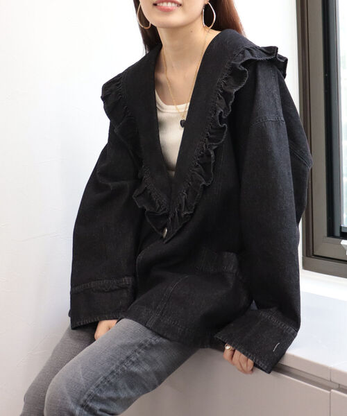 fredy emue(フレディエミュ)の「フリルショールカラージャケット(ブルゾン・レディース・ブラック・38)」の15枚目の写真