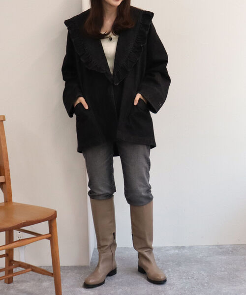 fredy emue(フレディエミュ)の「フリルショールカラージャケット(ブルゾン・レディース・ブラック・38)」の19枚目の写真