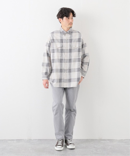 EDIFICE LA BOUCLE（エディフィスラブークル）の「【LA BOUCLE / ラブークル】オーバーマウンテンシャツ チェック（シャツ/ブラウス・メンズ・アイボリー/モスグリーン/スカイブルー・1/2）」の4枚目の写真