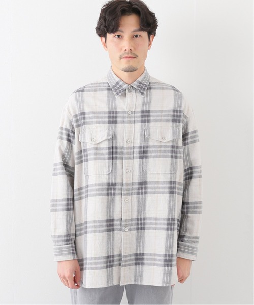 EDIFICE LA BOUCLE（エディフィスラブークル）の「【LA BOUCLE / ラブークル】オーバーマウンテンシャツ チェック（シャツ/ブラウス・メンズ・アイボリー/モスグリーン/スカイブルー・1/2）」の5枚目の写真
