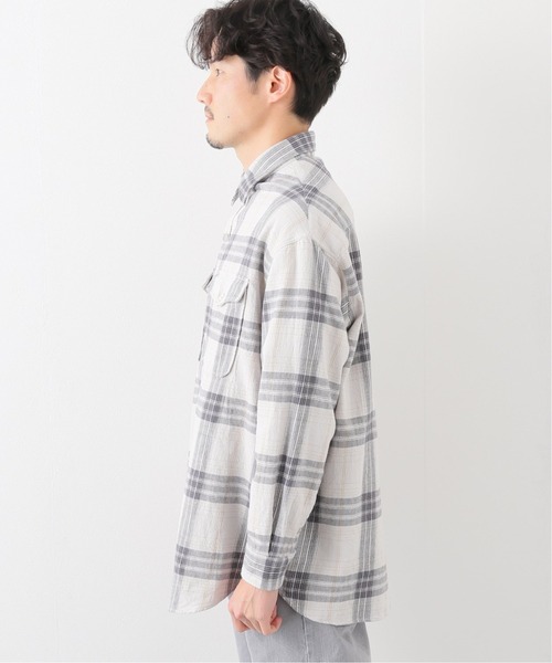 EDIFICE LA BOUCLE（エディフィスラブークル）の「【LA BOUCLE / ラブークル】オーバーマウンテンシャツ チェック（シャツ/ブラウス・メンズ・アイボリー/モスグリーン/スカイブルー・1/2）」の6枚目の写真
