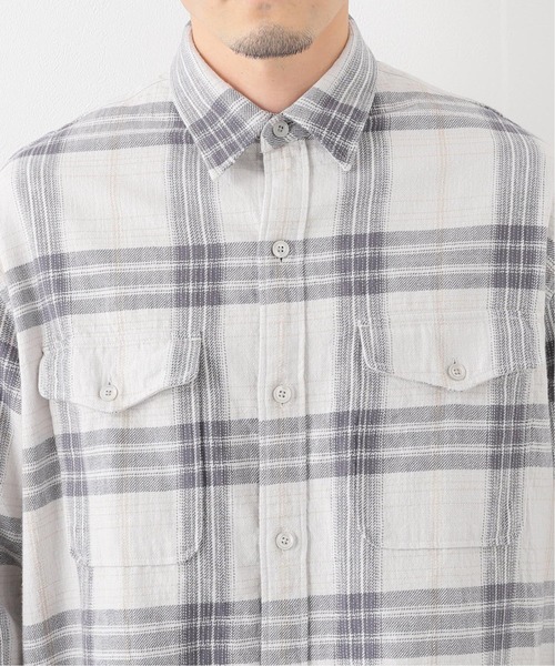 EDIFICE LA BOUCLE（エディフィスラブークル）の「【LA BOUCLE / ラブークル】オーバーマウンテンシャツ チェック（シャツ/ブラウス・メンズ・アイボリー/モスグリーン/スカイブルー・1/2）」の8枚目の写真