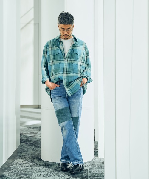 EDIFICE LA BOUCLE（エディフィスラブークル）の「【LA BOUCLE / ラブークル】オーバーマウンテンシャツ チェック（シャツ/ブラウス・メンズ・アイボリー/モスグリーン/スカイブルー・1/2）」の22枚目の写真