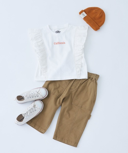 CIAOPANIC TYPY（チャオパニックティピー）の「【大人百花掲載】【KIDS】USAコットン刺繍フリルTee（Tシャツ/カットソー・キッズ・チャコールグレー/ホワイト/グレー系その他・SMALL/MEDIUM/LARGE/X-LARGE/XX-LARGE）」の4枚目の写真