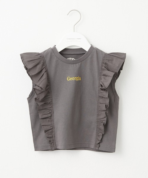 CIAOPANIC TYPY（チャオパニックティピー）の「【大人百花掲載】【KIDS】USAコットン刺繍フリルTee（Tシャツ/カットソー・キッズ・チャコールグレー/ホワイト/グレー系その他・SMALL/MEDIUM/LARGE/X-LARGE/XX-LARGE）」の13枚目の写真