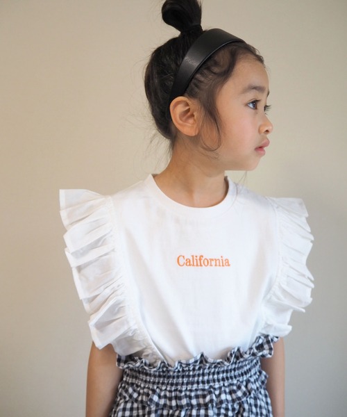 CIAOPANIC TYPY（チャオパニックティピー）の「【大人百花掲載】【KIDS】USAコットン刺繍フリルTee（Tシャツ/カットソー・キッズ・チャコールグレー/ホワイト/グレー系その他・SMALL/MEDIUM/LARGE/X-LARGE/XX-LARGE）」の19枚目の写真