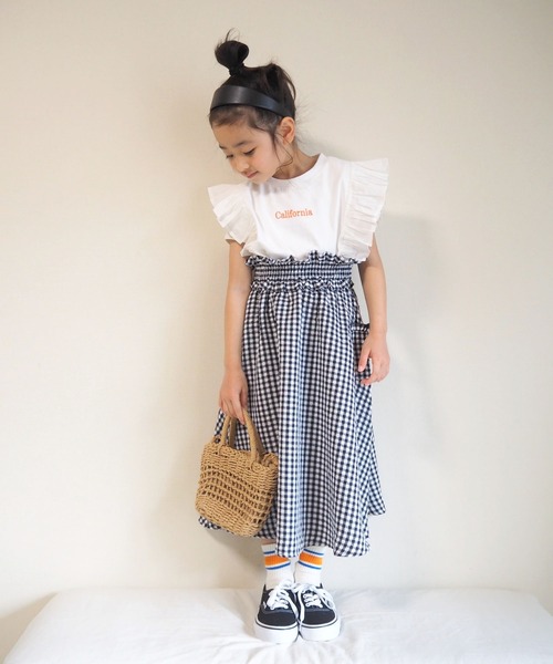 CIAOPANIC TYPY（チャオパニックティピー）の「【大人百花掲載】【KIDS】USAコットン刺繍フリルTee（Tシャツ/カットソー・キッズ・チャコールグレー/ホワイト/グレー系その他・SMALL/MEDIUM/LARGE/X-LARGE/XX-LARGE）」の22枚目の写真