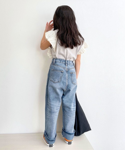 CIAOPANIC TYPY（チャオパニックティピー）の「【大人百花掲載】【KIDS】USAコットン刺繍フリルTee（Tシャツ/カットソー・キッズ・チャコールグレー/ホワイト/グレー系その他・SMALL/MEDIUM/LARGE/X-LARGE/XX-LARGE）」の21枚目の写真