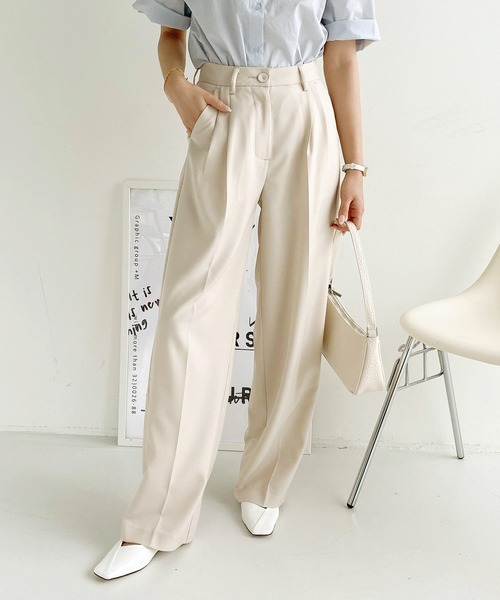 me+em select（ミームセレクト）の「センタープレスストレートパンツ（スラックス・レディース・スカイブルー/ブラック/ブラウン/クリーム・SMALL/MEDIUM/LARGE/X-LARGE）」の5枚目の写真