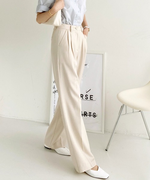 me+em select（ミームセレクト）の「センタープレスストレートパンツ（スラックス・レディース・スカイブルー/ブラック/ブラウン/クリーム・SMALL/MEDIUM/LARGE/X-LARGE）」の7枚目の写真