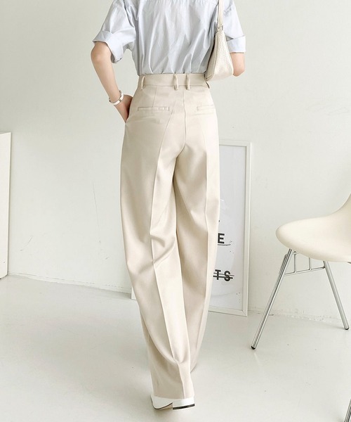 me+em select（ミームセレクト）の「センタープレスストレートパンツ（スラックス・レディース・スカイブルー/ブラック/ブラウン/クリーム・SMALL/MEDIUM/LARGE/X-LARGE）」の8枚目の写真