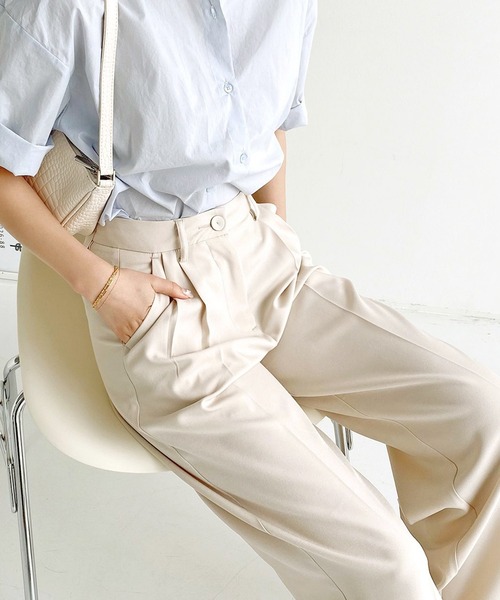 me+em select（ミームセレクト）の「センタープレスストレートパンツ（スラックス・レディース・スカイブルー/ブラック/ブラウン/クリーム・SMALL/MEDIUM/LARGE/X-LARGE）」の19枚目の写真