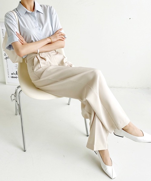 me+em select（ミームセレクト）の「センタープレスストレートパンツ（スラックス・レディース・スカイブルー/ブラック/ブラウン/クリーム・SMALL/MEDIUM/LARGE/X-LARGE）」の20枚目の写真